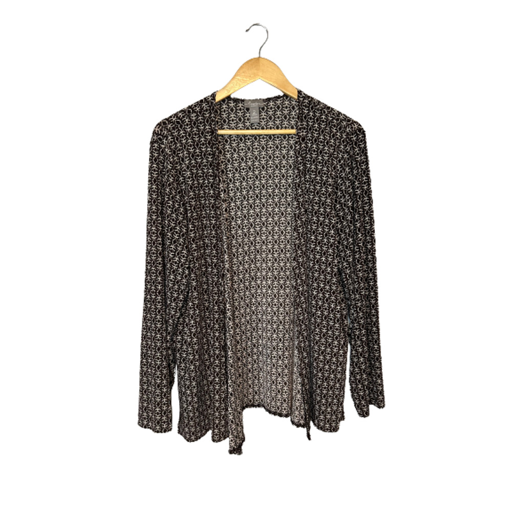 Chicos Travelers Open Cardigan Long Sleeve Slinky Spandex SZ 2 Women's L